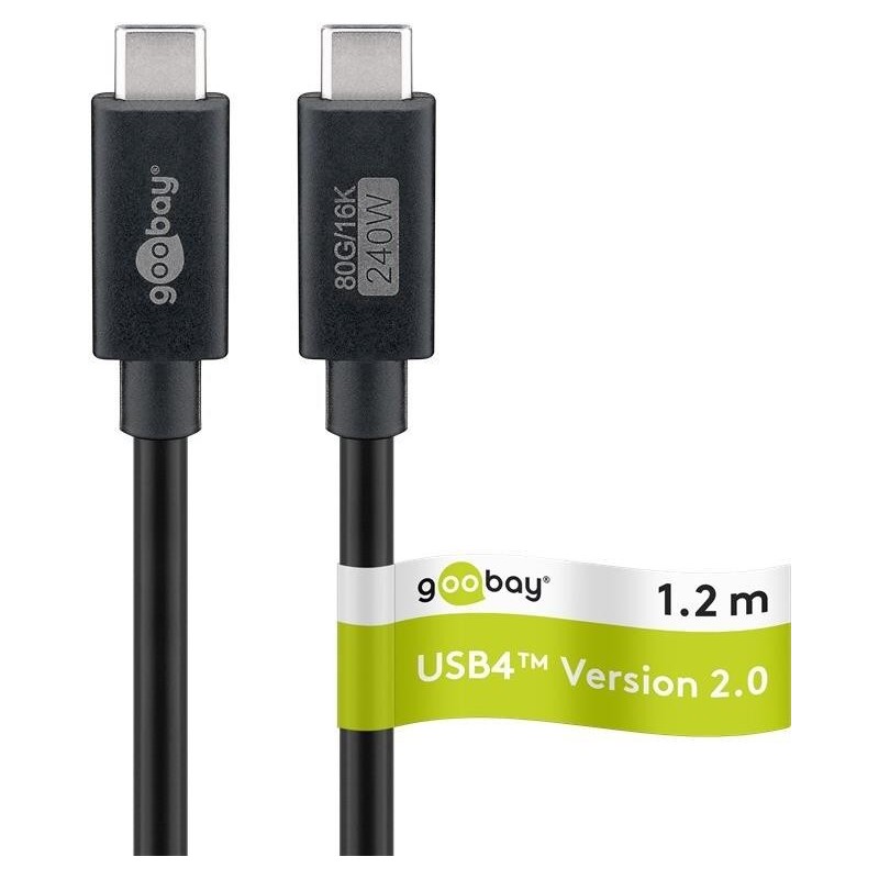 Cavo USB-C Goobay USB4 Gen4 1,2 m nero 16k/60Hz 4K/120Hz