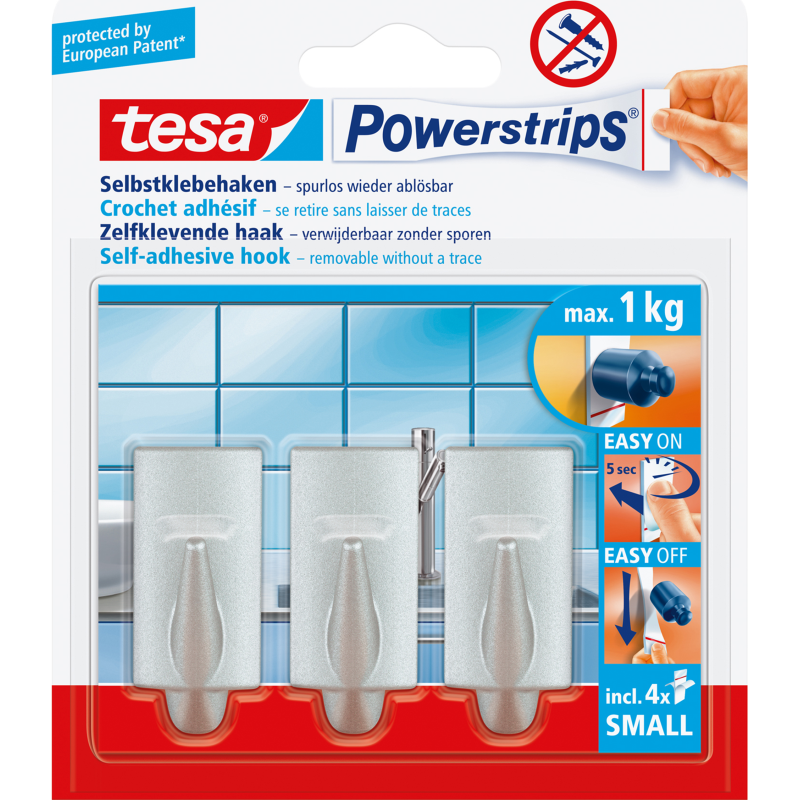 tesa Powerstrips Haken Small Trend matt chrom