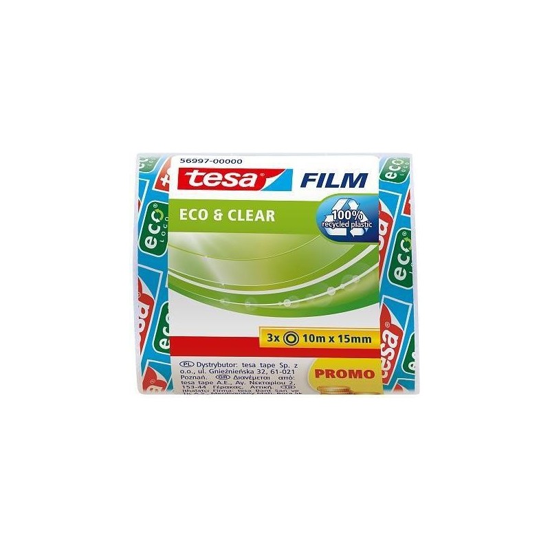 tesafilm eco&amp;clear Rolle 10m 15mm Promo Shrink 3St.