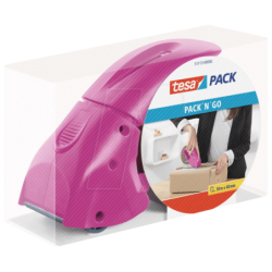 Tesapack Pack&#039; n&#039; Go Pakketape Pink dispenser