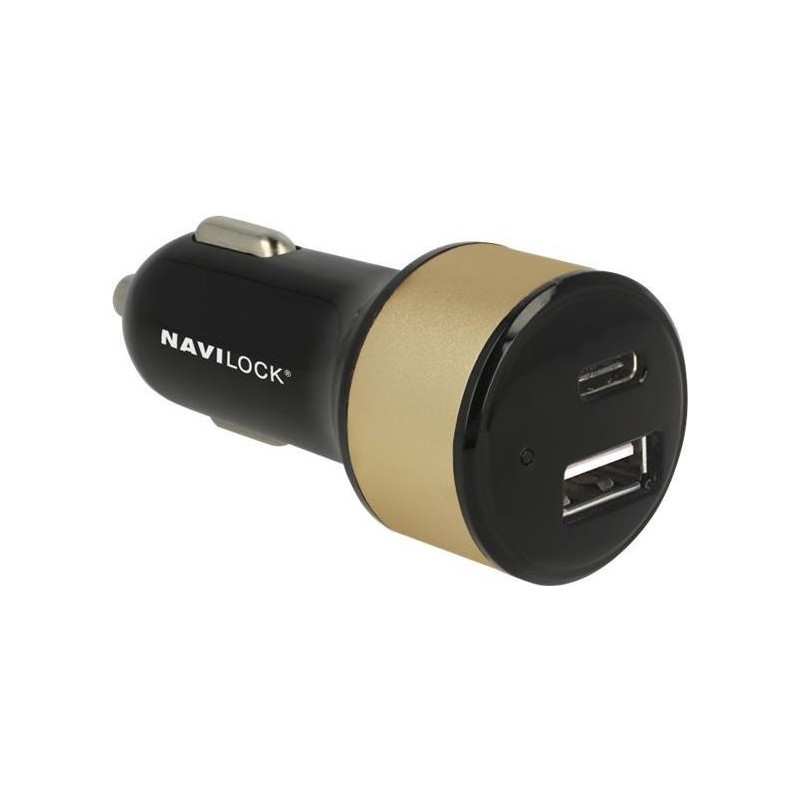 Navilock Kfz Ladeadapter 1 x USB Type-C + 1 x USB Typ-A