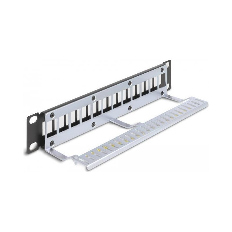 Delock 10&quot; Keystone Patchpanel 12 Port mit Entlastungsschiene 1 HE sc