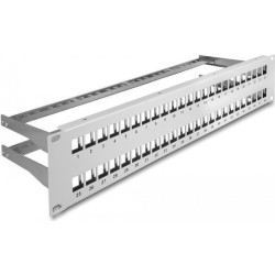 Delock 19&quot; Keystone Patchpanel 48 Port mit Entlastungsschienen 2 HE g