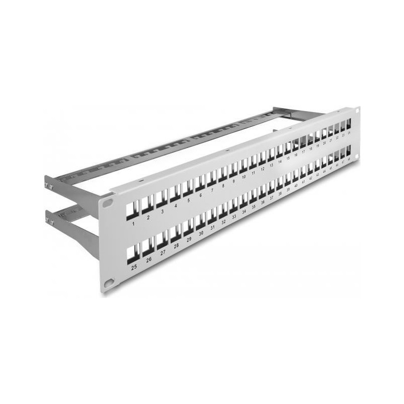 Delock 19&quot; Keystone Patchpanel 48 Port mit Entlastungsschienen 2 HE g