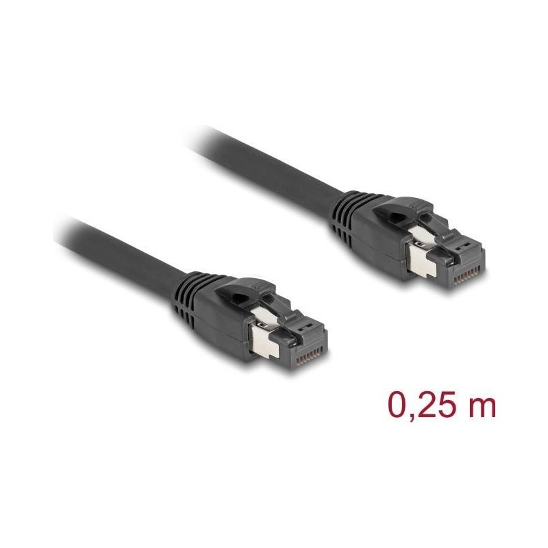 Delock RJ45 Netzwerkkabel Cat.8.1 S/FTP 25 cm bis 40 Gbps schwarz