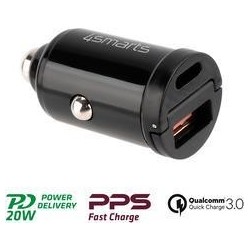 Caricabatteria da auto 4smarts VoltRoad Pico Dual 20W PD/QC nero