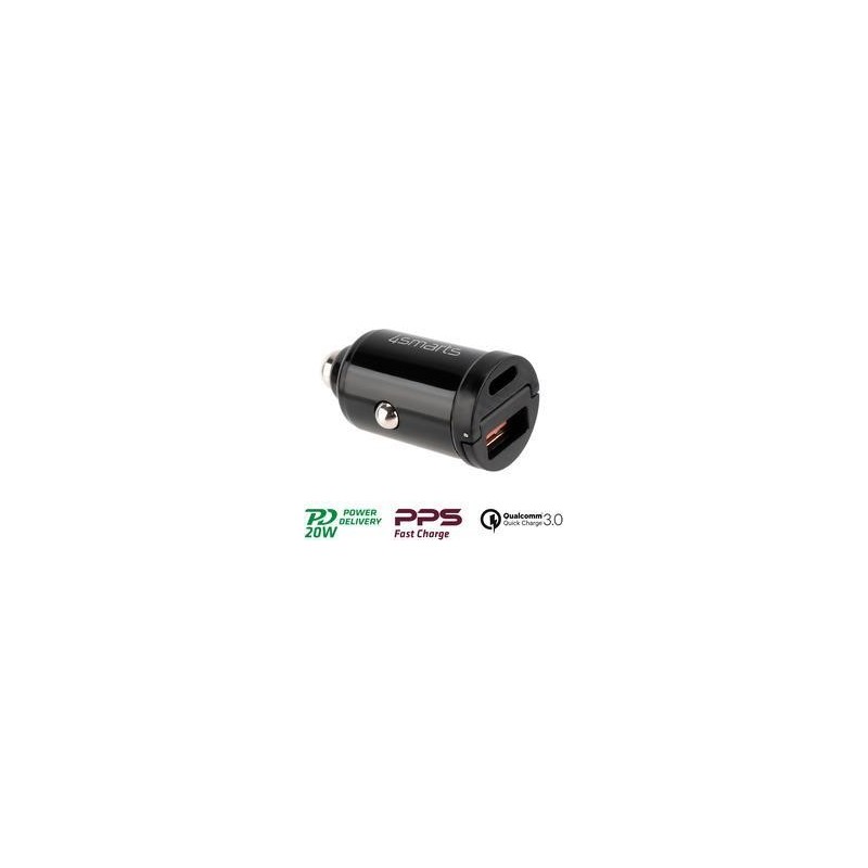 Caricabatteria da auto 4smarts VoltRoad Pico Dual 20W PD/QC nero