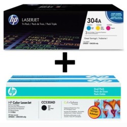 HP HP Original 304A Toner 5 Set-Black (2), Cyan, Magenta, Yellow (Tri