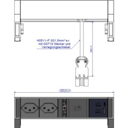 DESK2 2xCH T13 1xUSB A&amp;C 22W