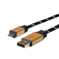 Cavo USB 2.0 ROLINE GOLD, A - Micro B, M/M, 0,8 m