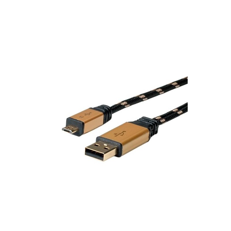 Cavo USB 2.0 ROLINE GOLD, A - Micro B, M/M, 0,8 m