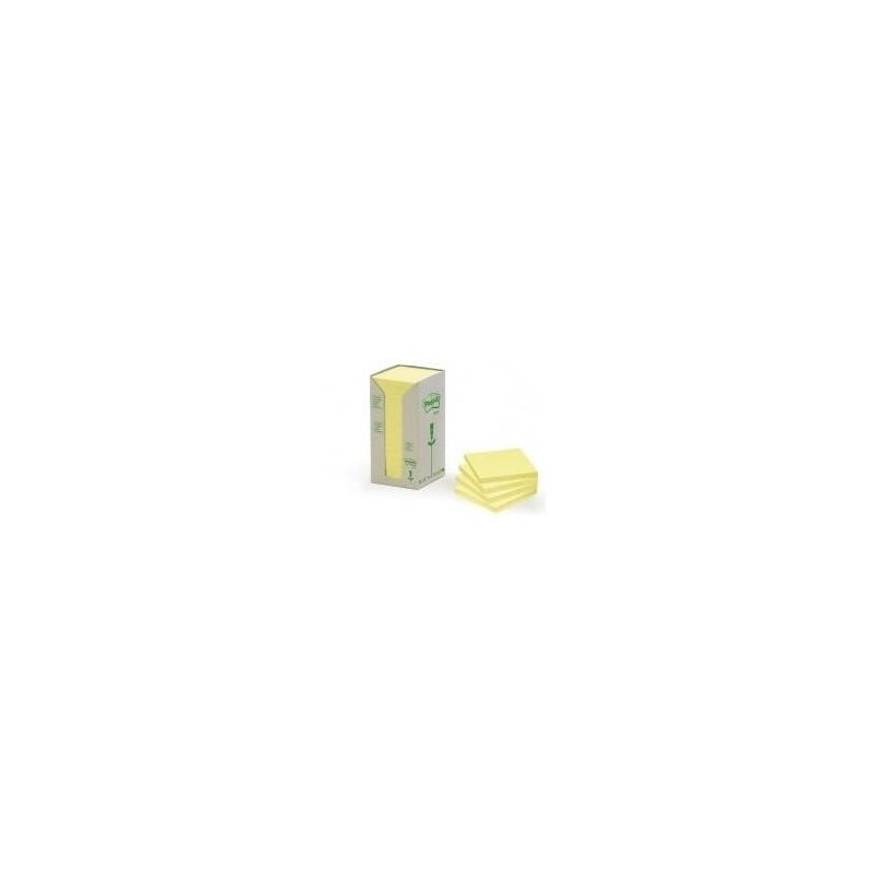 Foglietti Post-it&reg; Notes Giallo 76x76 mm carta riciclata Torre da 16