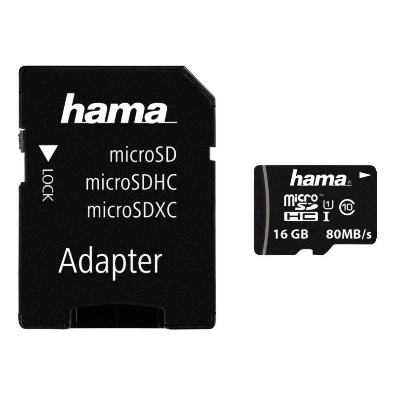 Hama microSDHC 16GB UHS-I Classe 10 (MicroSDHC 16GB w/ Adapter BLK - 