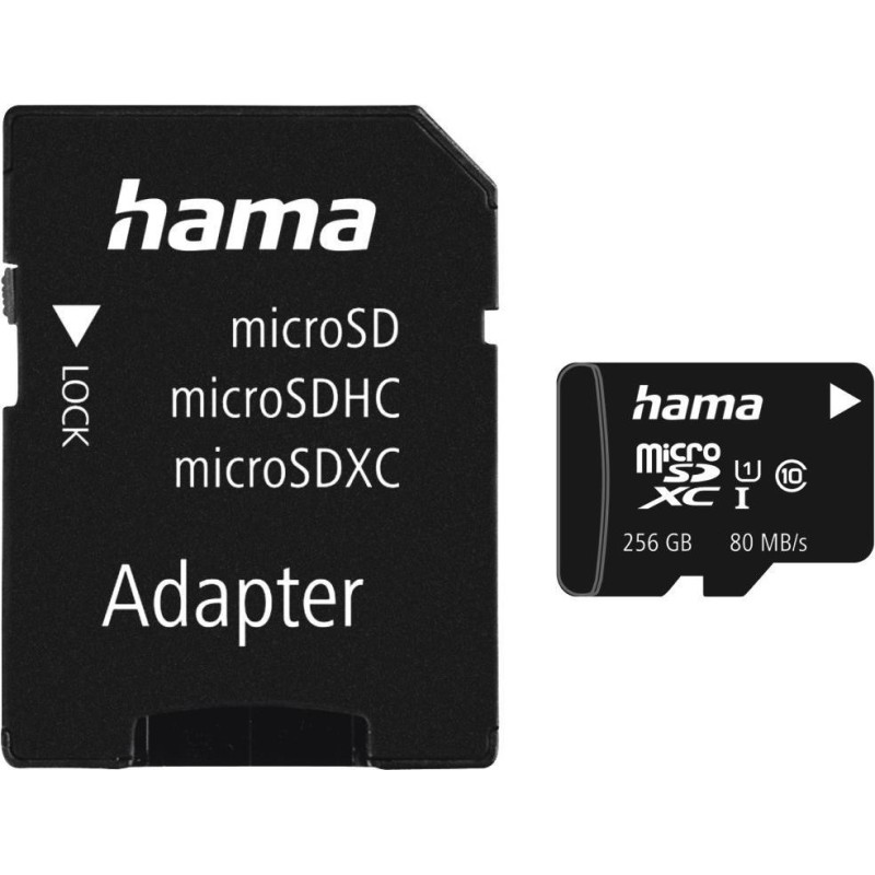 Hama 265GB MicroSDHC Card with SD Adapter, Class 10 UHS-I, Up to 80MB