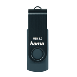 Hama Rotate 128GB USB 3.0 Memory Pen, Rotating Cap, Keyring, Petrol B