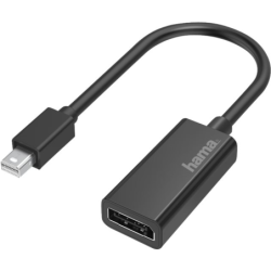 Hama Mini DisplayPort Male to DisplayPort Female, Ultra-HD 4K, Black