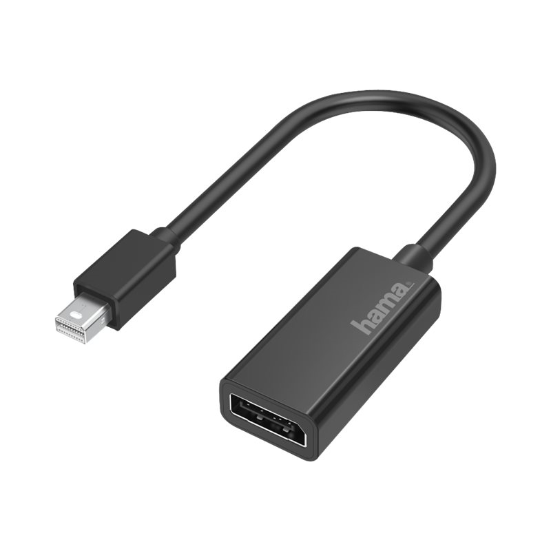 Hama Mini DisplayPort Male to DisplayPort Female, Ultra-HD 4K, Black