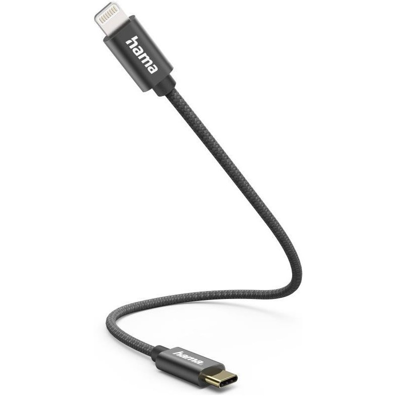 Hama Charging/Data USB-C to Lightning Cable, 480Mbps, Nylon Sheath, G