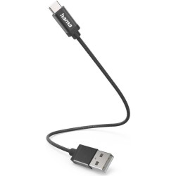 Hama USB-A to USB-C Quick Charging Cable, USB 2.0, Nylon Sheath, 0.2 