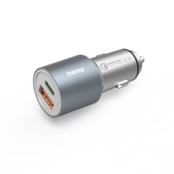 Hama USB Fast Charge Car Adapter, USB-C &amp; USB-A, Power Delivery, Qual