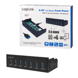 LogiLink USB 3.0 hub, 7-port 5.25 internal, fast charging port Hub 7 