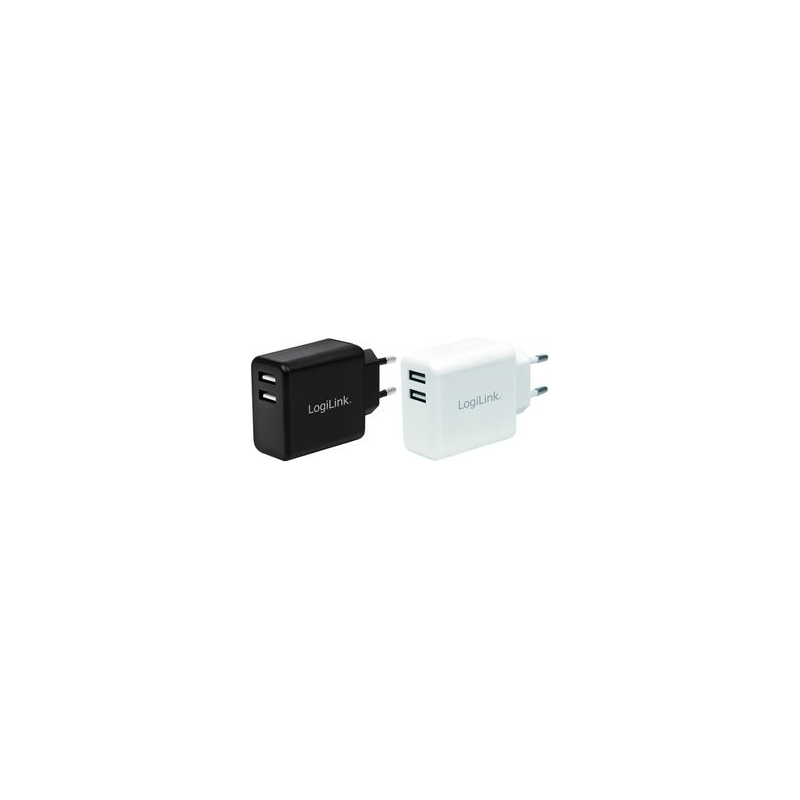 ADATTATORE DI CORRENTE CON 2 PORTE USB 12W BIANCO