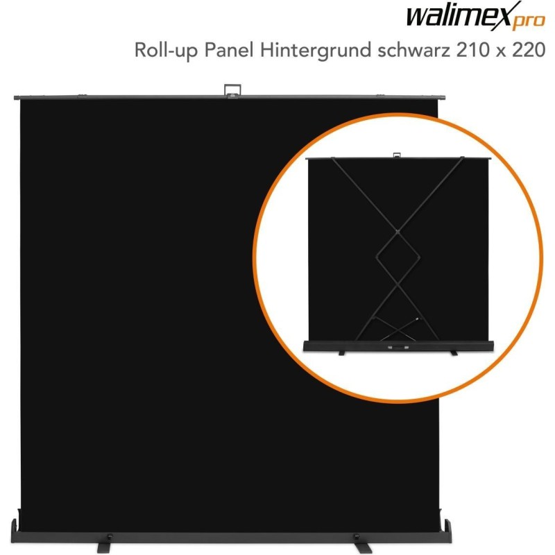 walimex pro Roll-up Panel Hintergrund 210x220cm schwarz