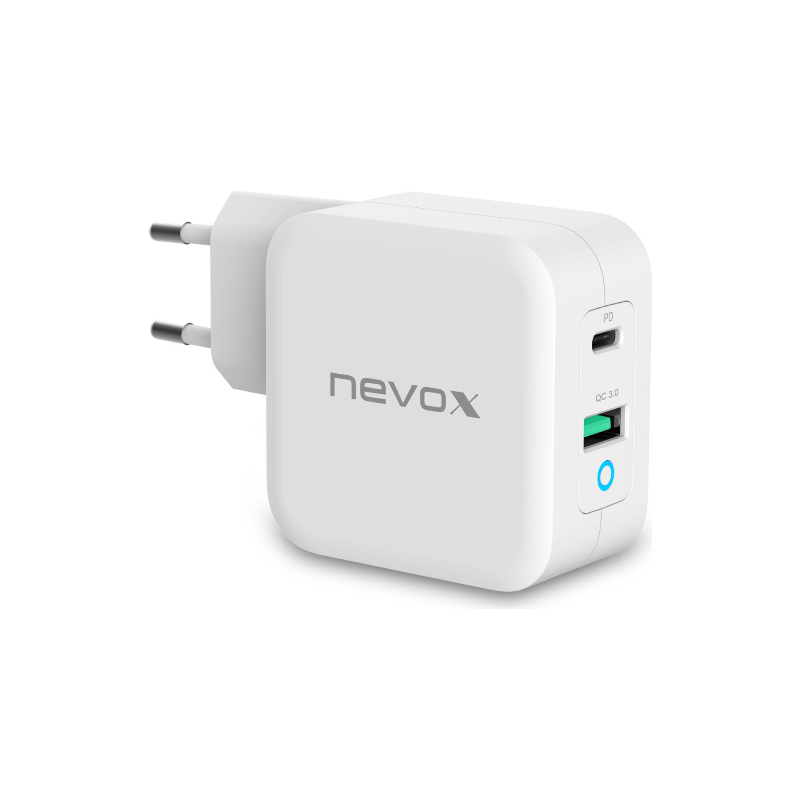 Nevox 65W USB - C Power Delivery (PD) + QC3.0 Ladeger&auml;t GaN, Weiss