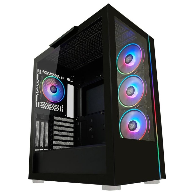 Case MidiTower ATX 808B nero USB3.2/Audio, senza alimentatore, Skylla