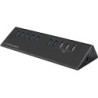 LC-POWER USB 3.0 Hub 7+3-Port black Aluminium,black,mit Netzwerkadapt