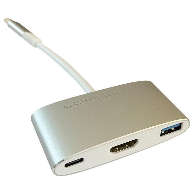 LC-POWER USB 3.0 HUB mit HDMI/PD-P. USB-Typ-C-Hub m. USB3.0/HDMI/PD-P