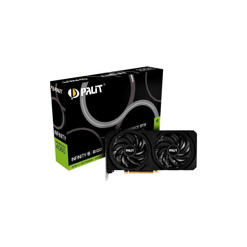 Palit RTX4060 Infinity 2, PCIe4, 8GB DDR6, HDMI, 3 DP, 2460MHz Clock,