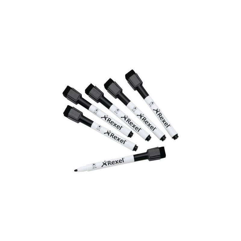 Nobo 2104184 Black Mini Whiteboard Pen with Magnetic Eraser Cap Pack