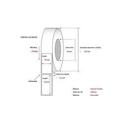 Label 57 x 32 mm. Core 25, - Thermal Transfer. Removable, - 2100 labe