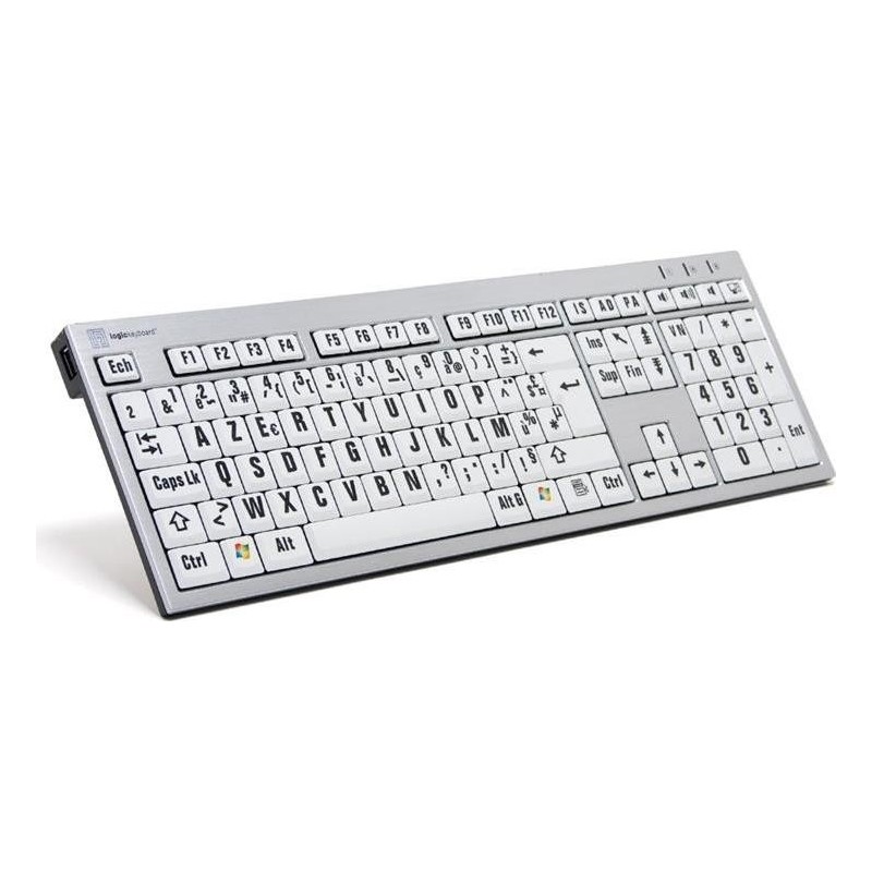 Logickeyboard XL-Print Alu nero su bianco fr PC/Sottile