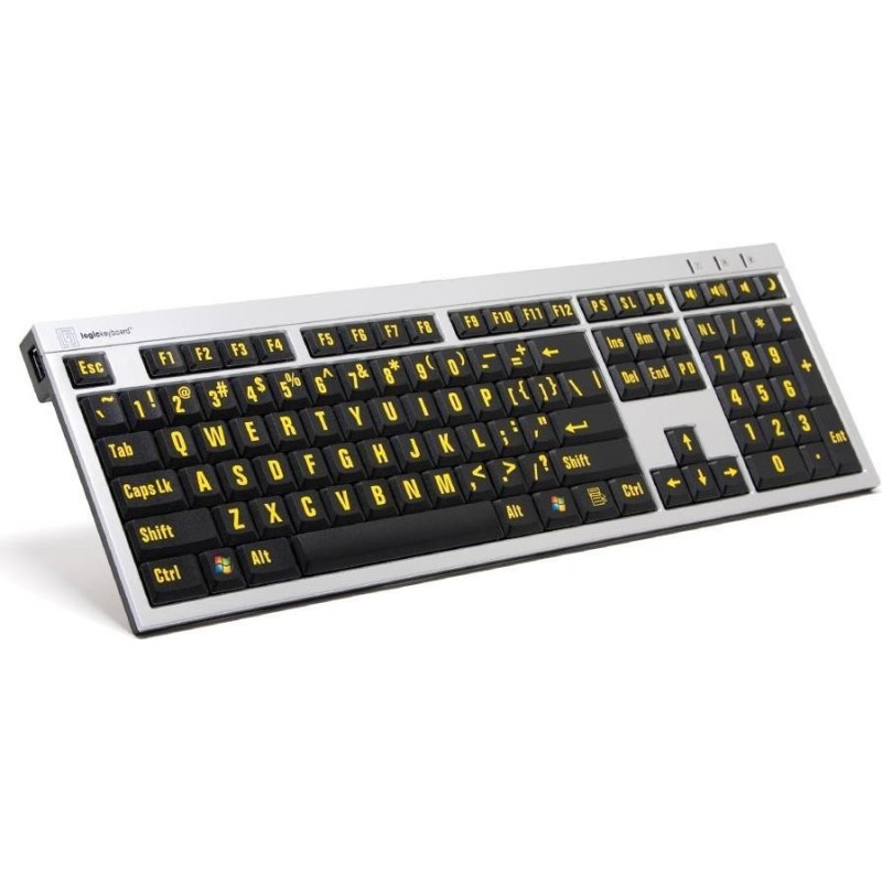 Logickeyboard XL-Print Alu giallo su nero fr PC/Sottile