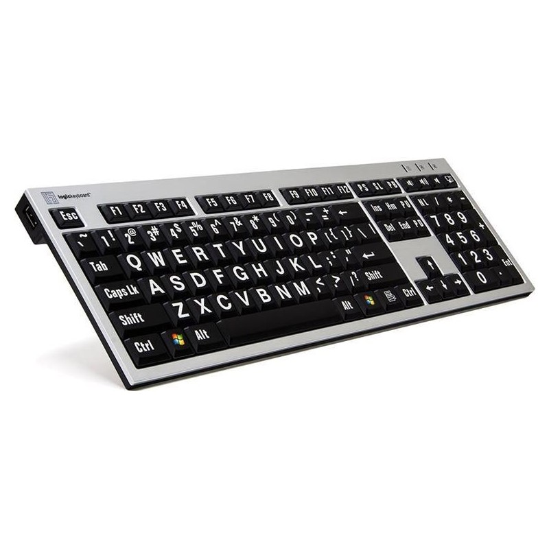 Logickeyboard XL-Print Alu bianco su nero fr PC/Sottile