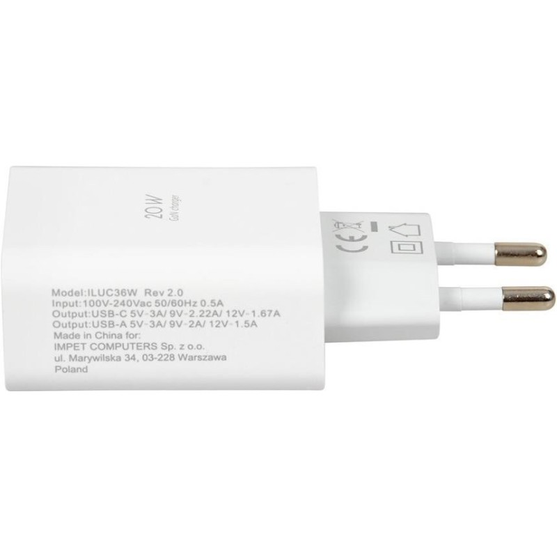 WALL CHARGER I-BOX C-36 PD20W USB-C + USB-A