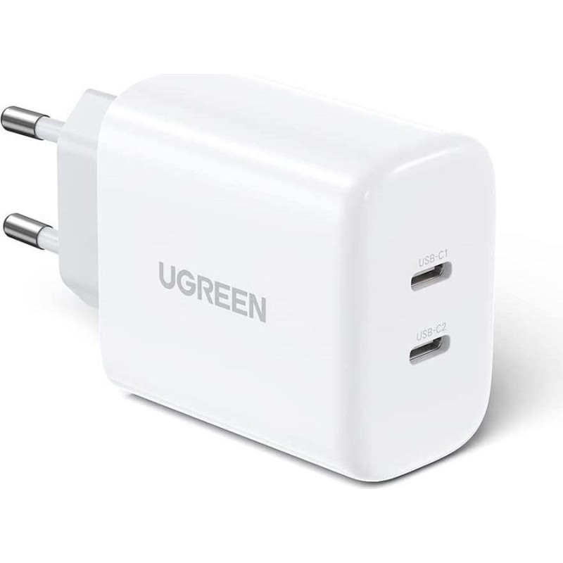 UGREEN USB-C+USB-C 40W PD Wall Charger (20W+20W) EU White