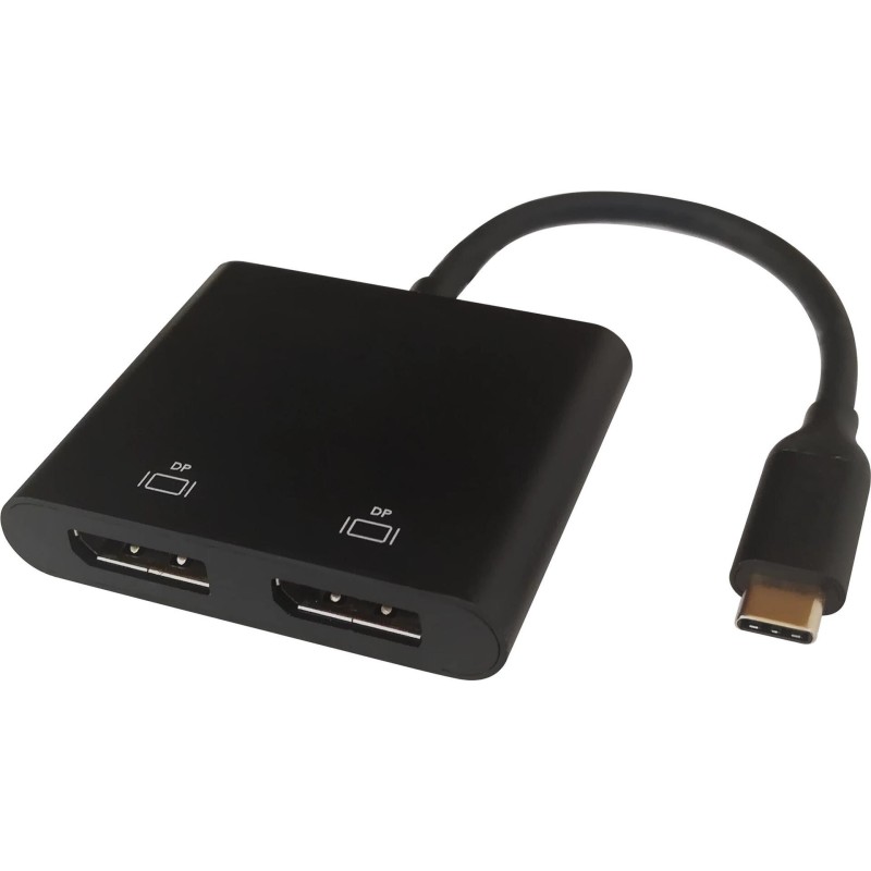 USB-C MST HUB, 2x 4K/60Hz, DP x 2, black, 0,1m