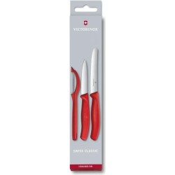 Victorinox Swiss Classic Gem&uuml;semesser-Set mit Sch&auml;ler, 3-teilig, rot