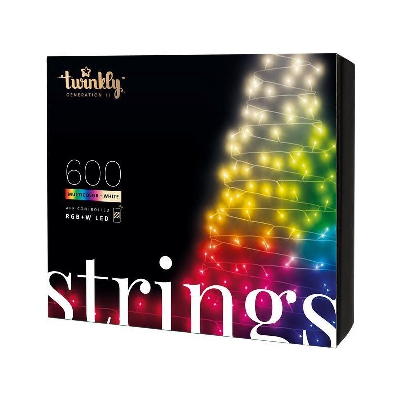 twinkly Smarte Lichterkette STRINGS mit 600 5mm LED RGBW , Kabel schw