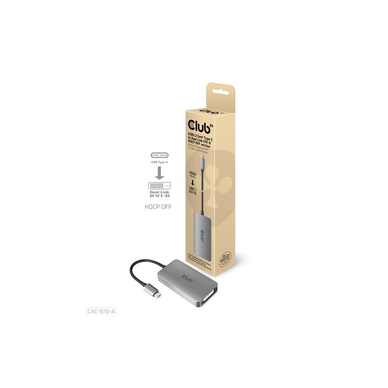 CLUB3D CAC-1510-A cavo e adattatore video 025 m USB tipo-C DVI Grigio