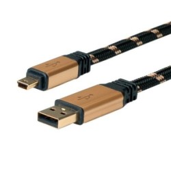 Cavo USB 2.0 ROLINE GOLD, A - Mini a 5 pin, M/M, 0,8 m