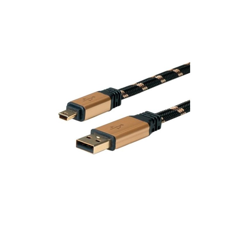 Cavo USB 2.0 ROLINE GOLD, A - Mini a 5 pin, M/M, 0,8 m