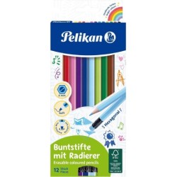 Pelikan Scatola da 12 Matite Colorate Cancellabili Esagonali - Con Go