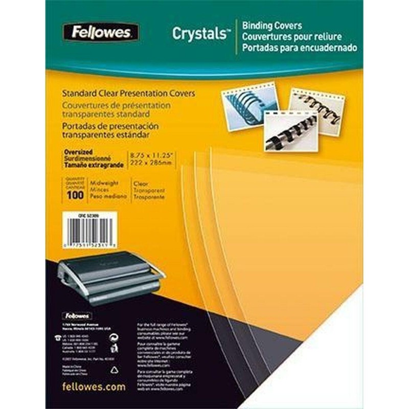 Copertine per rilegatura Fellowes Crystals Trasparente PVC A4 (100 Un