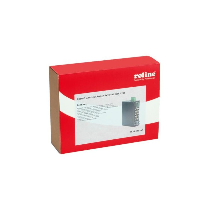 Switch industriale ROLINE, Fast Ethernet, 6x RJ45, 2x ST, non gestito