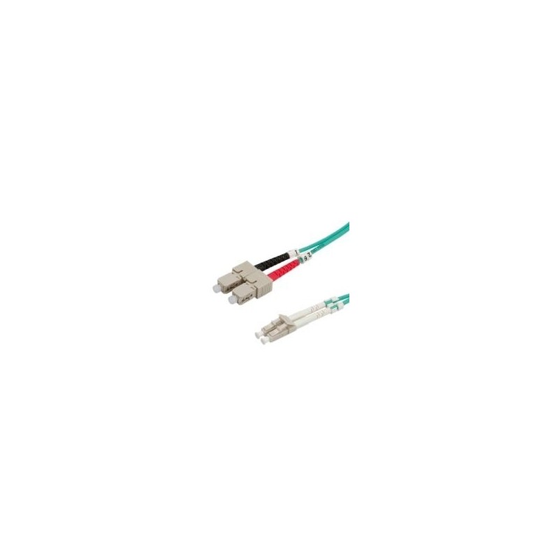 Value Fibre Optic Jumper Cable, 50/125&Atilde;&sbquo;&Acirc;&micro;m, LC/SC, OM3, turquoi