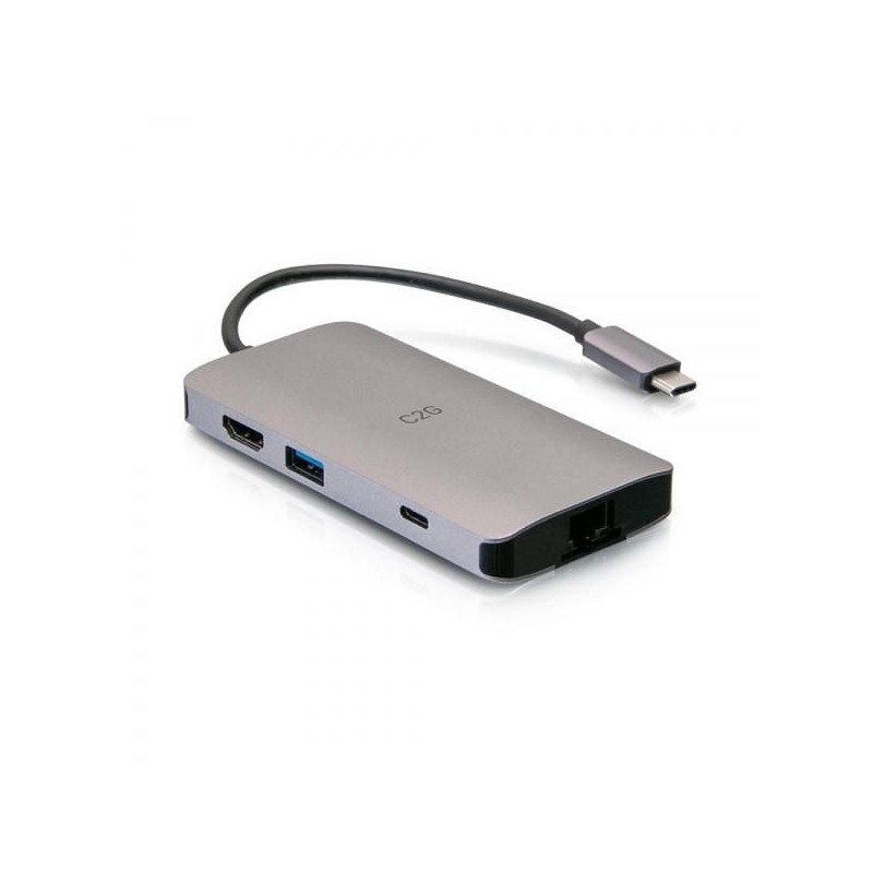 C2G Mini dock USB-C 8 in 1 con HDMI, 2 porte USB-A, Ethernet, lettore